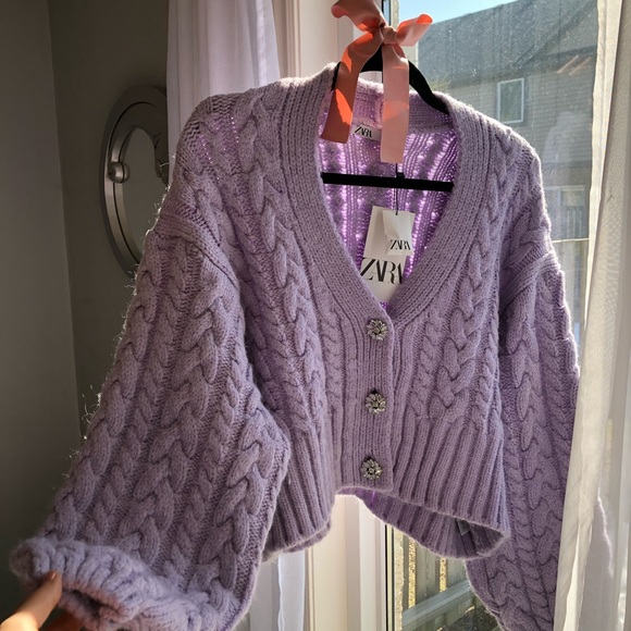 Zara Sweaters - SOLD🌸Lilac Zara sweater with jewel buttons💜